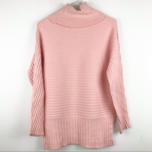 Philosophy Strawberry Pink Horizontal Knit Stripe Turtleneck Sweater - Picture 5 of 12